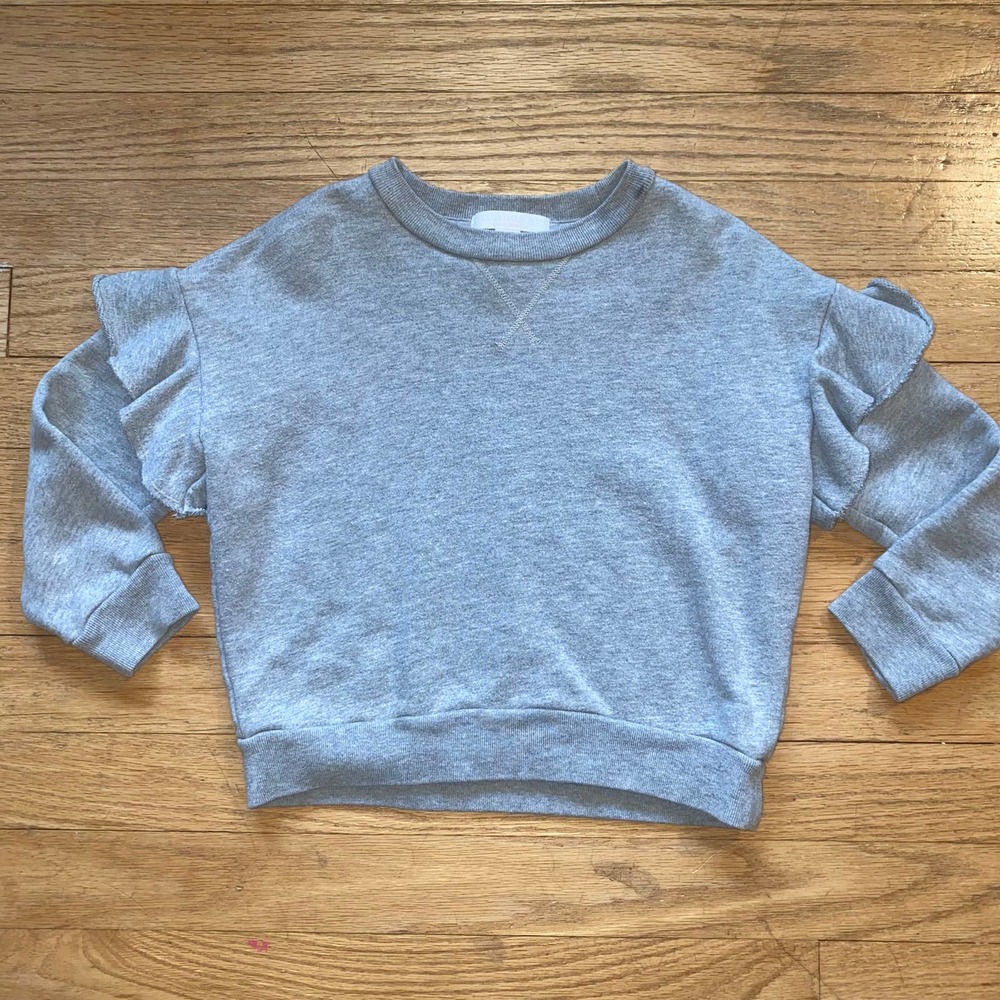 Burberry Children's Girl's Sweatshirt in Gray with Ruffle Sleeve Detail (Sz 4Y) - Picture 2 of 12